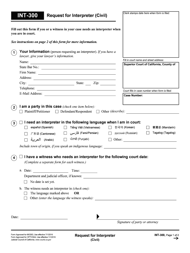 For Interpreter Forms Form