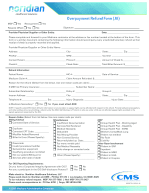 NHS DME JA Overpayment Refund Form This is a Fillable Overpayment Refund Form