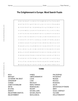 Enlightenment Word Search  Form