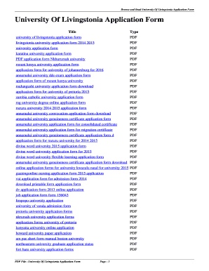 Livingstonia University Application Forms