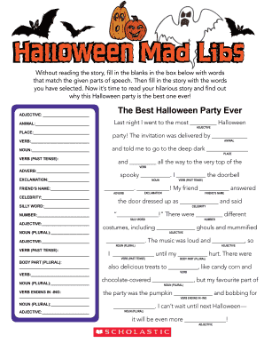 Halloween Mad Libs  Form