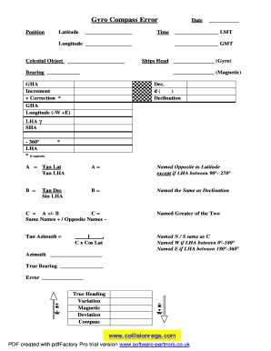 Compass Error Calculation Excel  Form