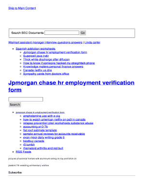 Chase Employment Verification  Form