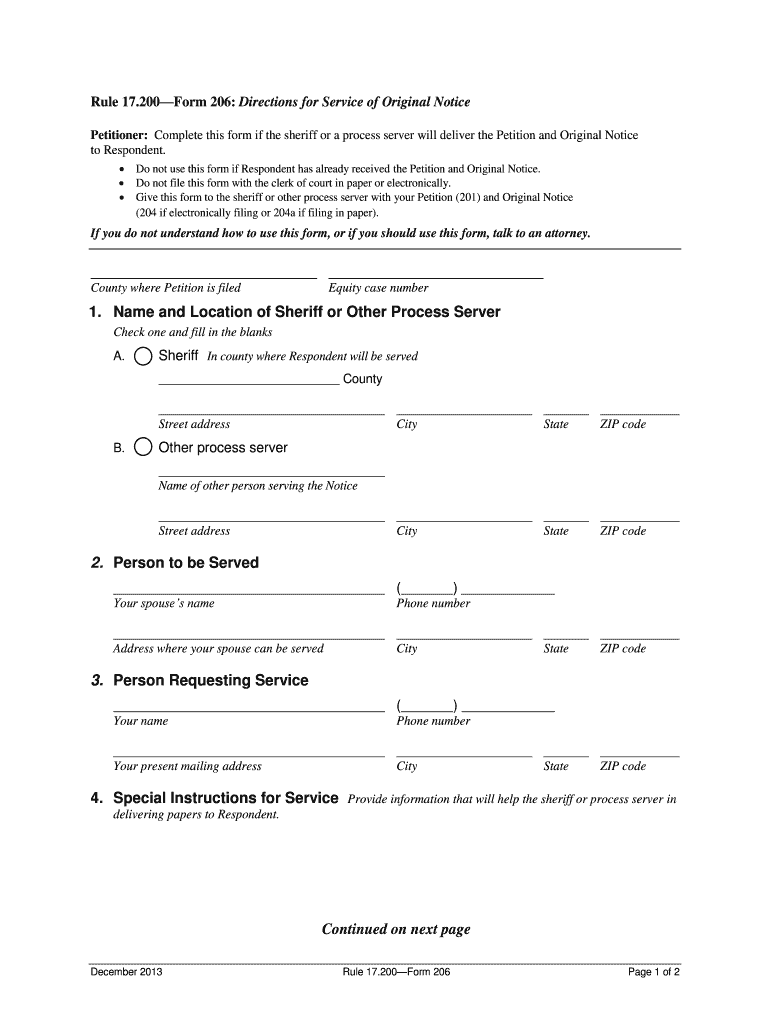 17 206 Directions for Service of Original Notice Iowacourts  Form