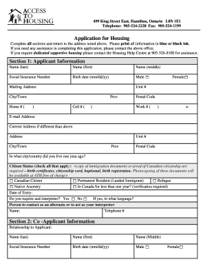 Hamilton Housing Application Forms