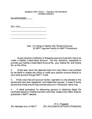 Mbpt Pension Office Email ID Form