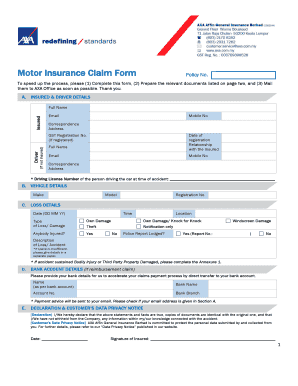 Motor Insurance Claim Form Axa Com My