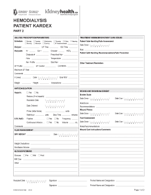 HEMODIALYSIS PATIENT KARDEX Kidney Health  Form