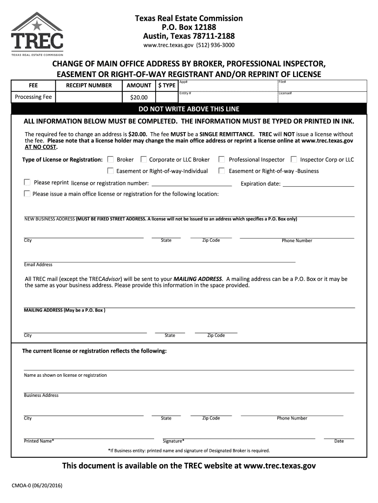 Trec Change Broker  Form