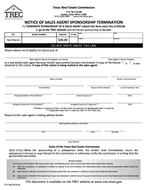 Trec Agent Termination  Form