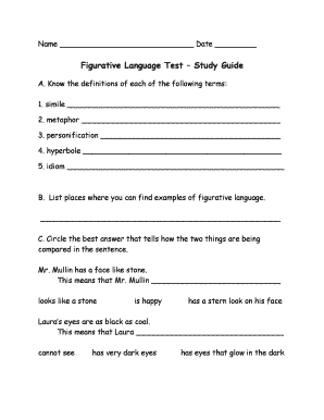 Figurative Language Study Guide PDF  Form