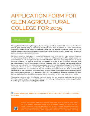 Glen College of Agriculture Prospectus  Form