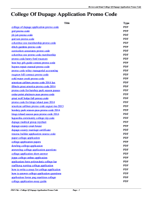 College of Dupage Promo Code for Application  Form