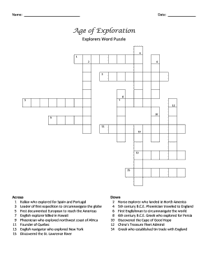 Age of Exploration Crossword Review  Form