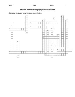 Five Themes of Geography Crossword Puzzle Answer Key  Form