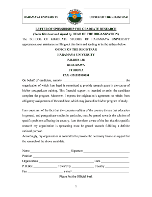 Gondar University Sponsorship Letter PDF  Form