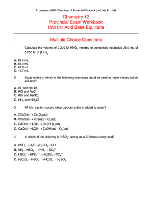 R Janssen, MSEC Chemistry 12 Provincial Workbook Unit 04  Form