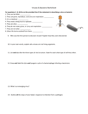 Virus and Bacteria Worksheet PDF Answer Key  Form
