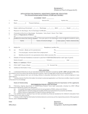 Application for Financial Assistance for Education PDF  Form