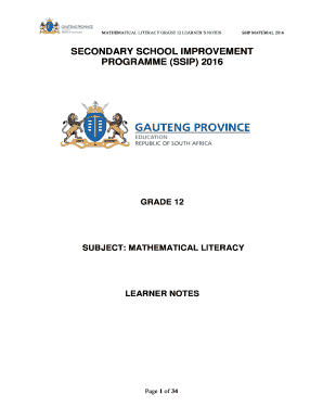 Mathematical Literacy Grade 12 Learners Notes Ssip Material  Form