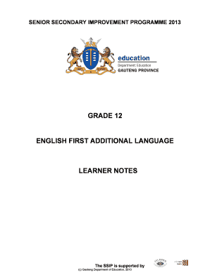 Grade 12 English First Additional Language Notes PDF  Form