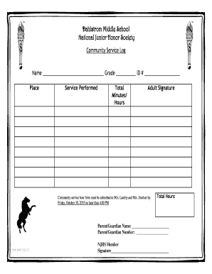 Njhs Hours Sheet  Form