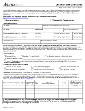 Child Care Staff Certification This Form is Used to Obtain Certification of Child Care Staff