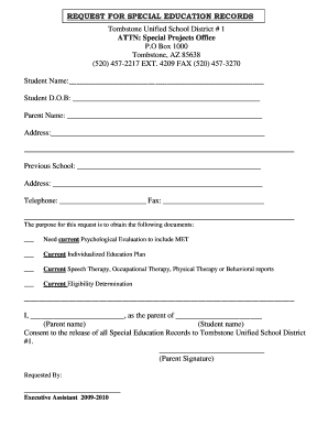 Special Education Records Request Form