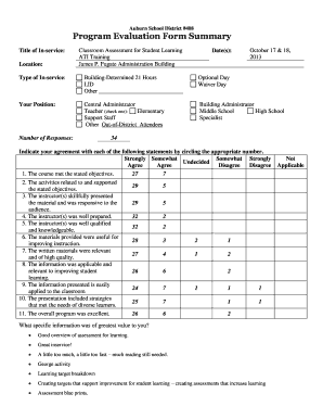 Evaluation Form Sample for a Program