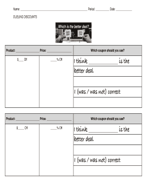 Dueling Discounts Worksheet  Form