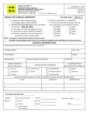 Neqas Clinical Chemistry  Form