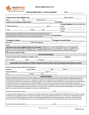  Patient Registration Form FastMed Urgent Care 2014