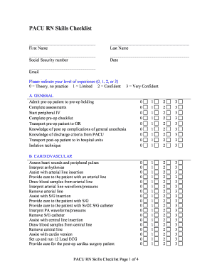 Pacu Checklist  Form