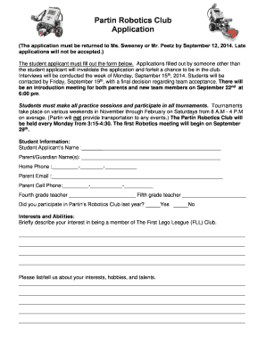 Robotics Club Application Form