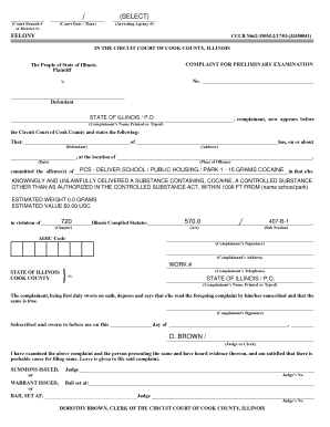 Felony Complaint CCCR N662 Chicagocop Com  Form