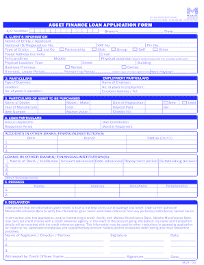 Finance Application Form PDF
