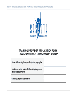 Sasseta Application Form