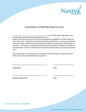 Nuviva Cancellation  Form