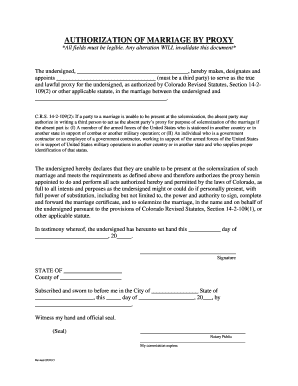 Proxy Marriage Form