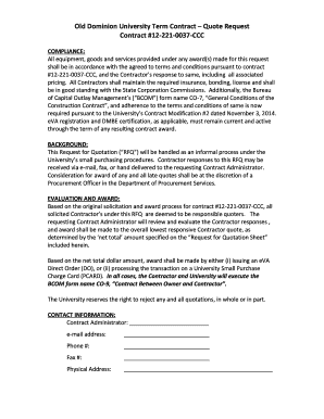 Skill Trades RFQ Template Old Dominion University Odu  Form