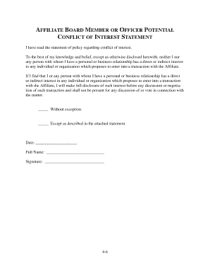 No Conflict of Interest Statement Sample  Form