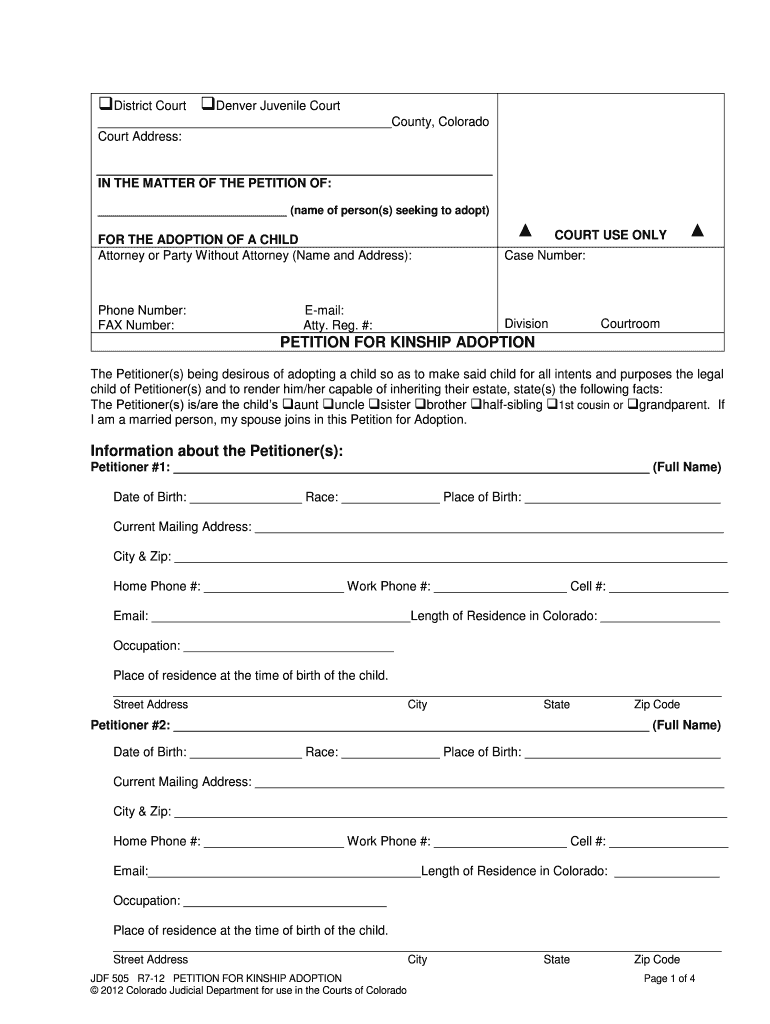 Colorado Jdf 505 Form