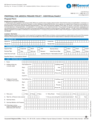 Sbi General Arogya Premier Proposal Form