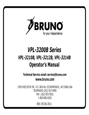 Bruno Vpl 3200b Installation Manual  Form