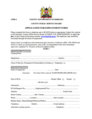 Application of Ecd Job Kericho County Online  Form