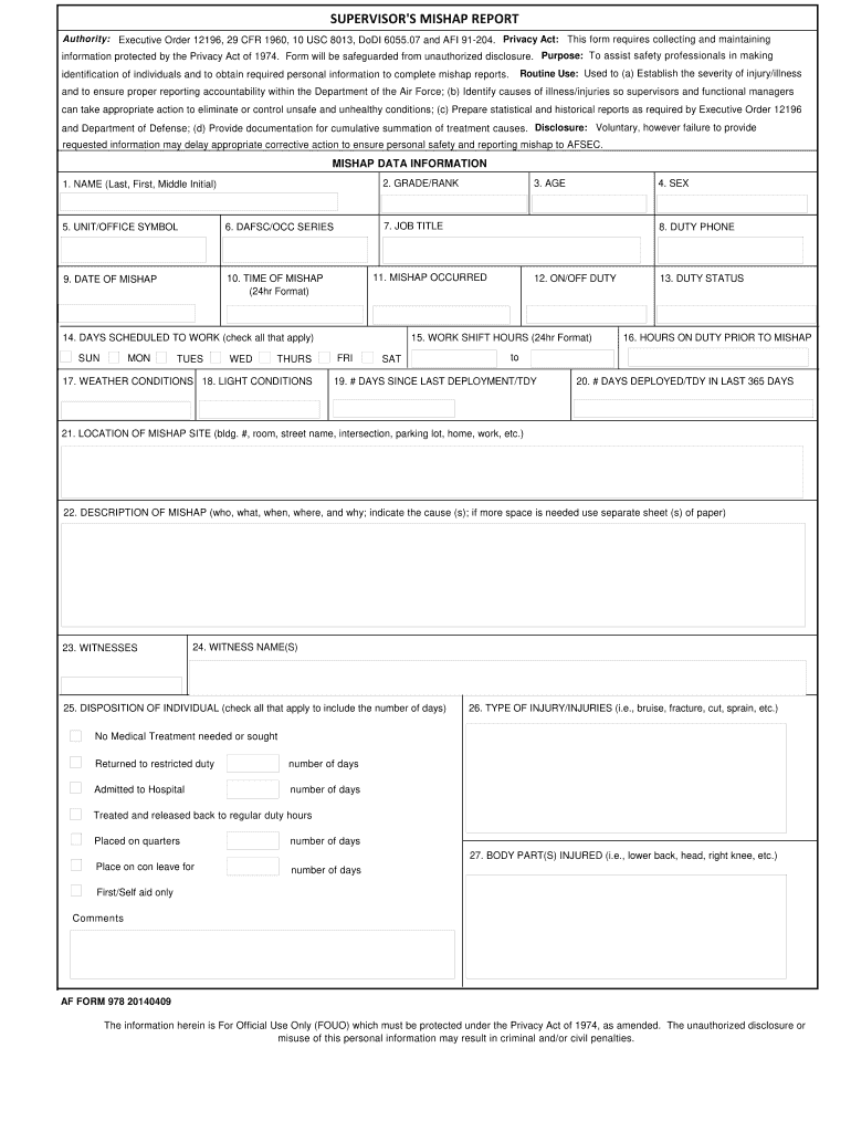  Af Form 978 2014-2024