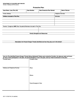Dcf F Cfs2179 E New Protective Plan Form 7th Grade Dcf Wisconsin