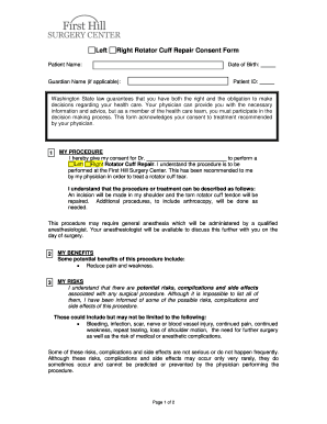 Right Rotator Cuff Repair Consent Form