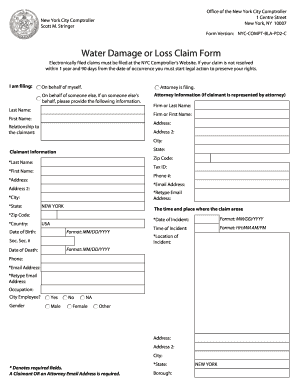 Comptroller Nyc Water Damage  Form