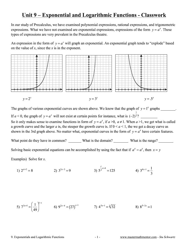 Exponential Function PDF  Form